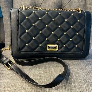BADGLEY MISCHKA black Quilted leather crossbody with studs Used
